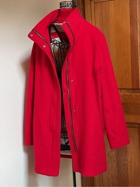Pendleton Bright Red Zip-Front Wool Coat, Medium